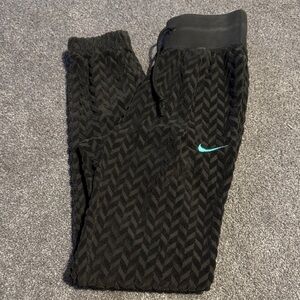 Nike Green Textured Joggers with Teal Swoosh